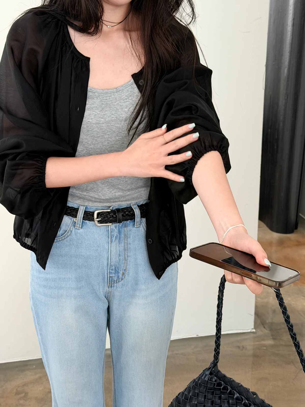 시스루 셔링 블라우스 점퍼  상세 이미지 33