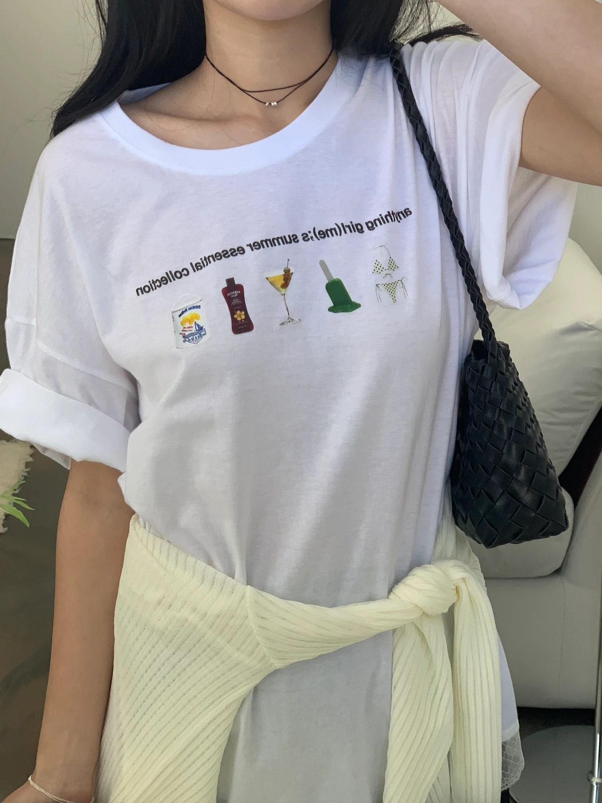 오버핏 밑단 레이스 프린팅 티셔츠 상세 이미지 41