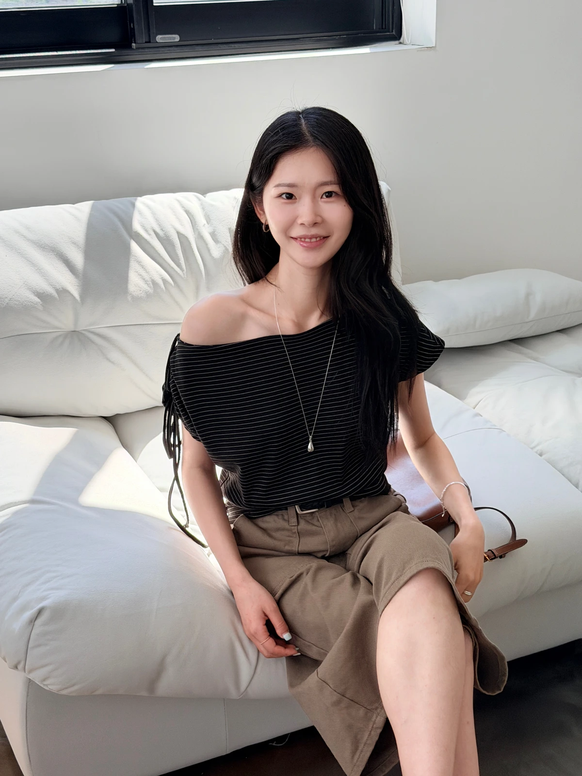 보트넥 오프 단가라 티셔츠  상세 이미지 32