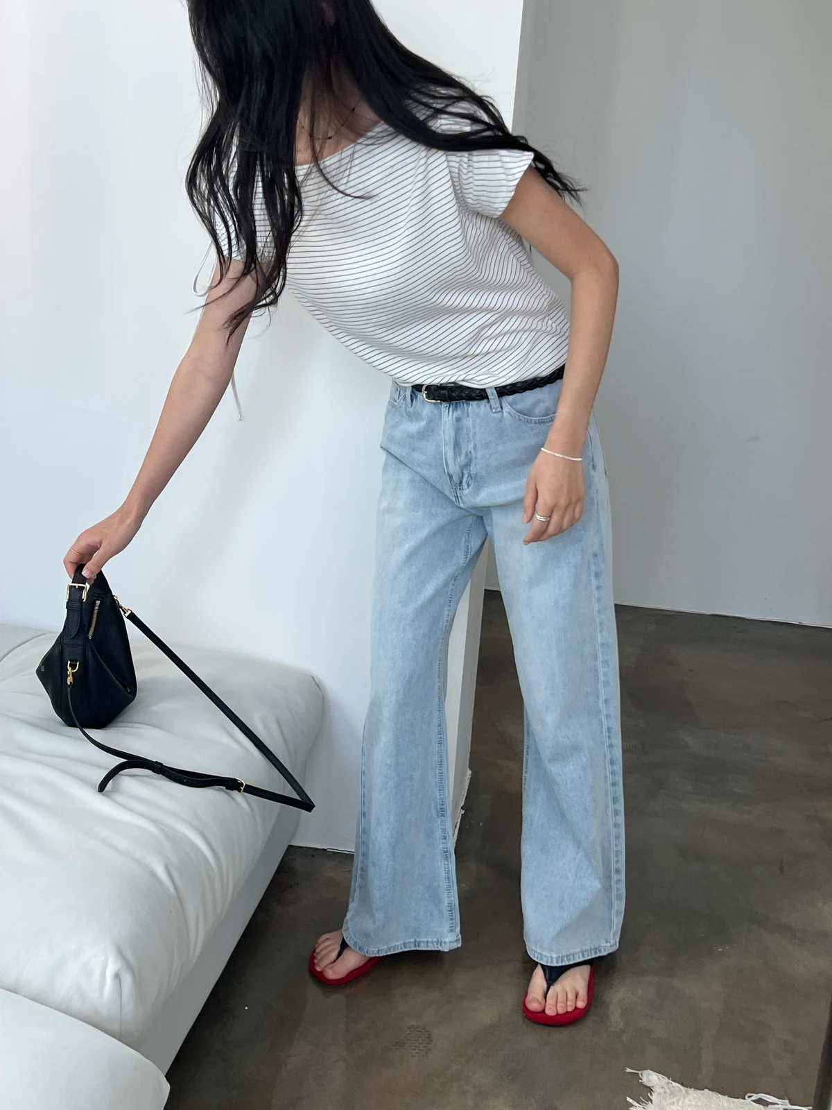 보트넥 오프 단가라 티셔츠  상세 이미지 12