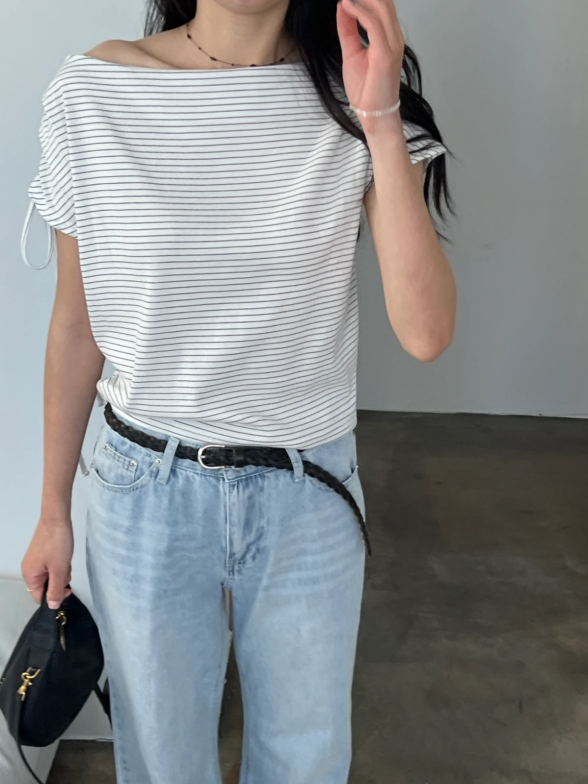 보트넥 오프 단가라 티셔츠  상세 이미지 15
