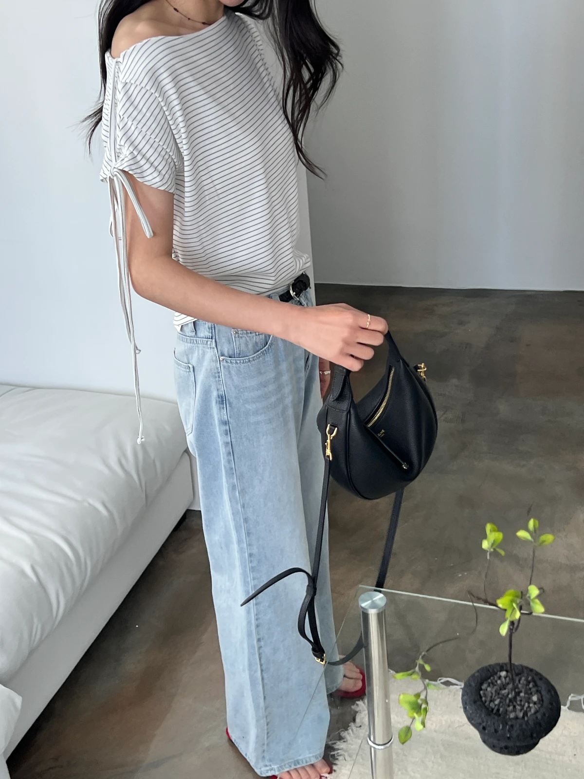 보트넥 오프 단가라 티셔츠  상세 이미지 16