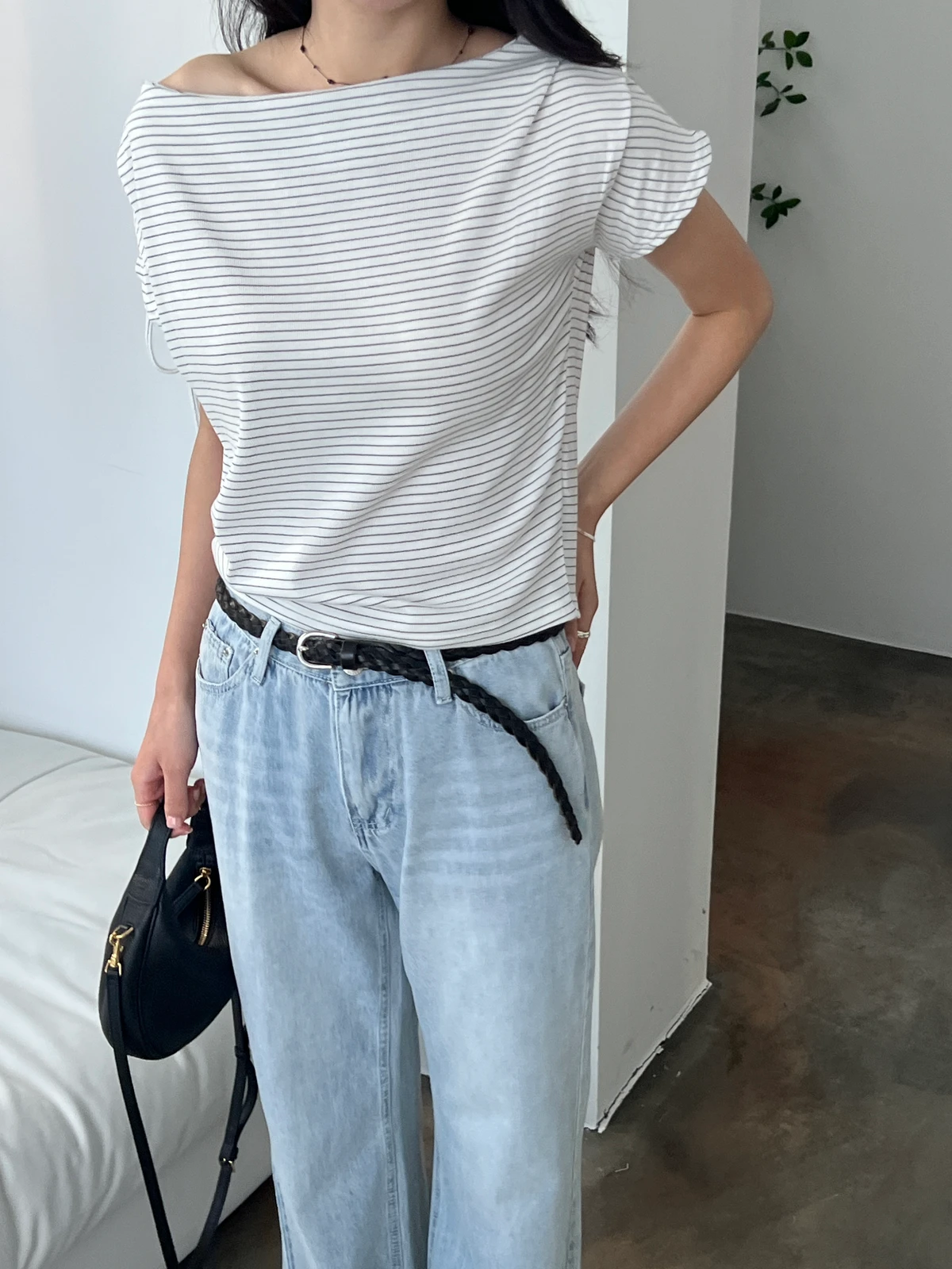 보트넥 오프 단가라 티셔츠  상세 이미지 17