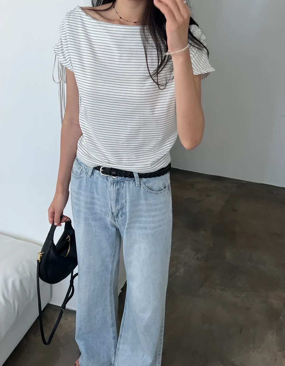 보트넥 오프 단가라 티셔츠  상세 이미지 7