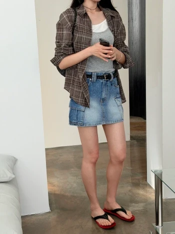 체크 시스루 썸머 셔츠 2