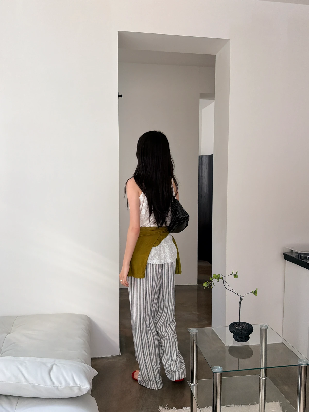 허리밴딩 스트라이프 와이드 팬츠 상세 이미지 30