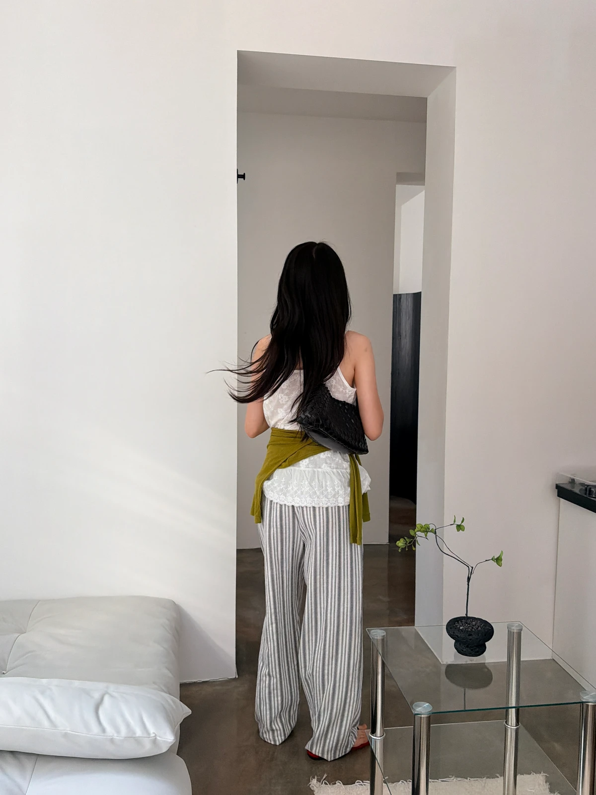 허리밴딩 스트라이프 와이드 팬츠 상세 이미지 31