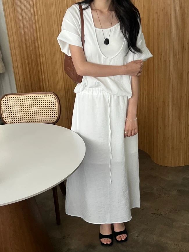 허리밴딩 소프 롱스커트  - Image 1