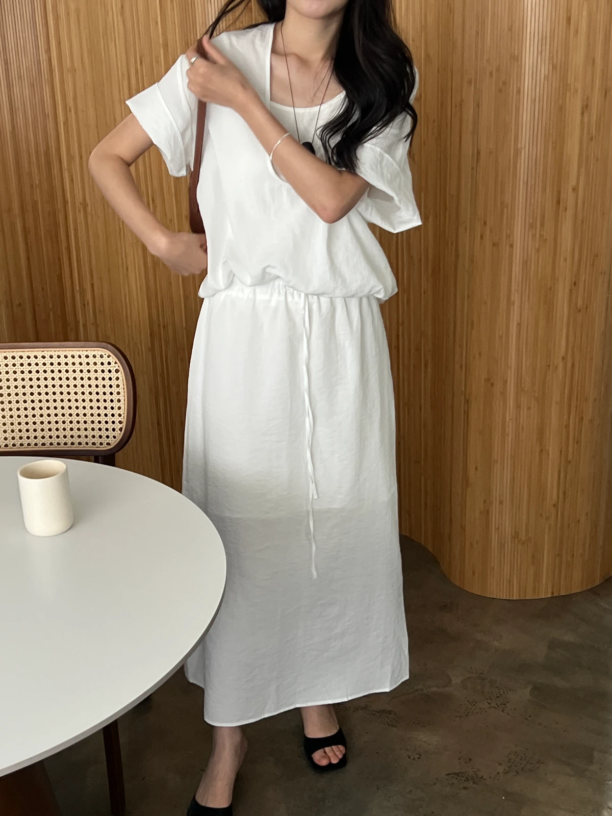허리밴딩 소프 롱스커트  상세 이미지 11