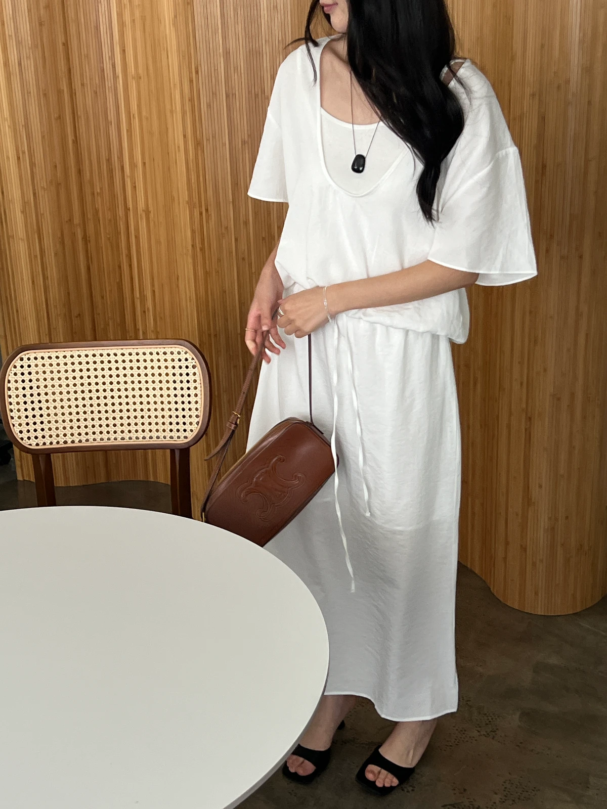 허리밴딩 소프 롱스커트  상세 이미지 6
