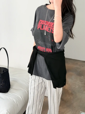박시핏 프린팅 5부 티셔츠  2