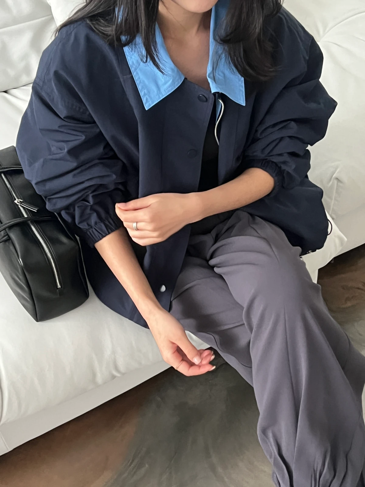 배색 블루종 스트링 점퍼 상세 이미지 2