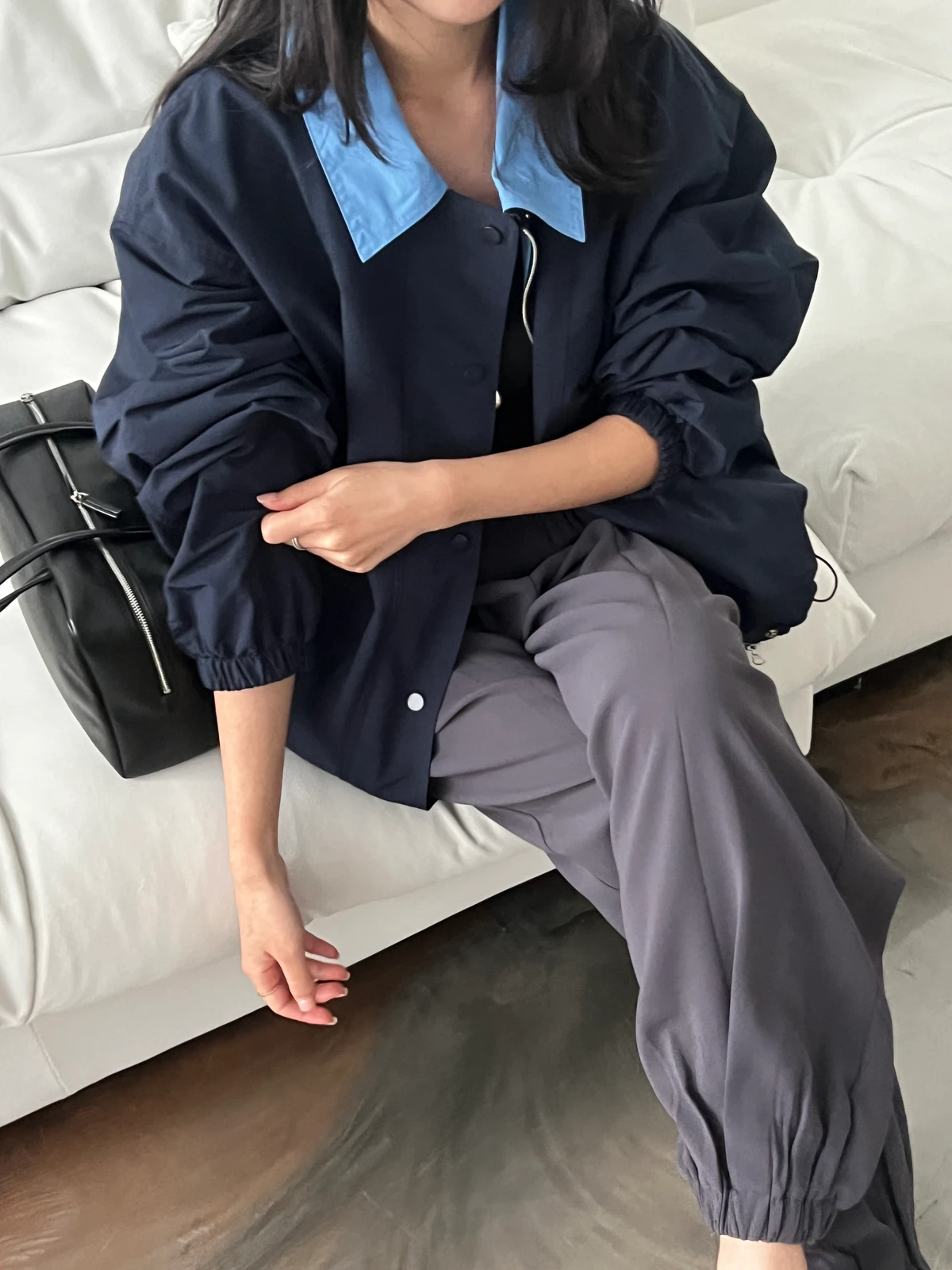 배색 블루종 스트링 점퍼 상세 이미지 10