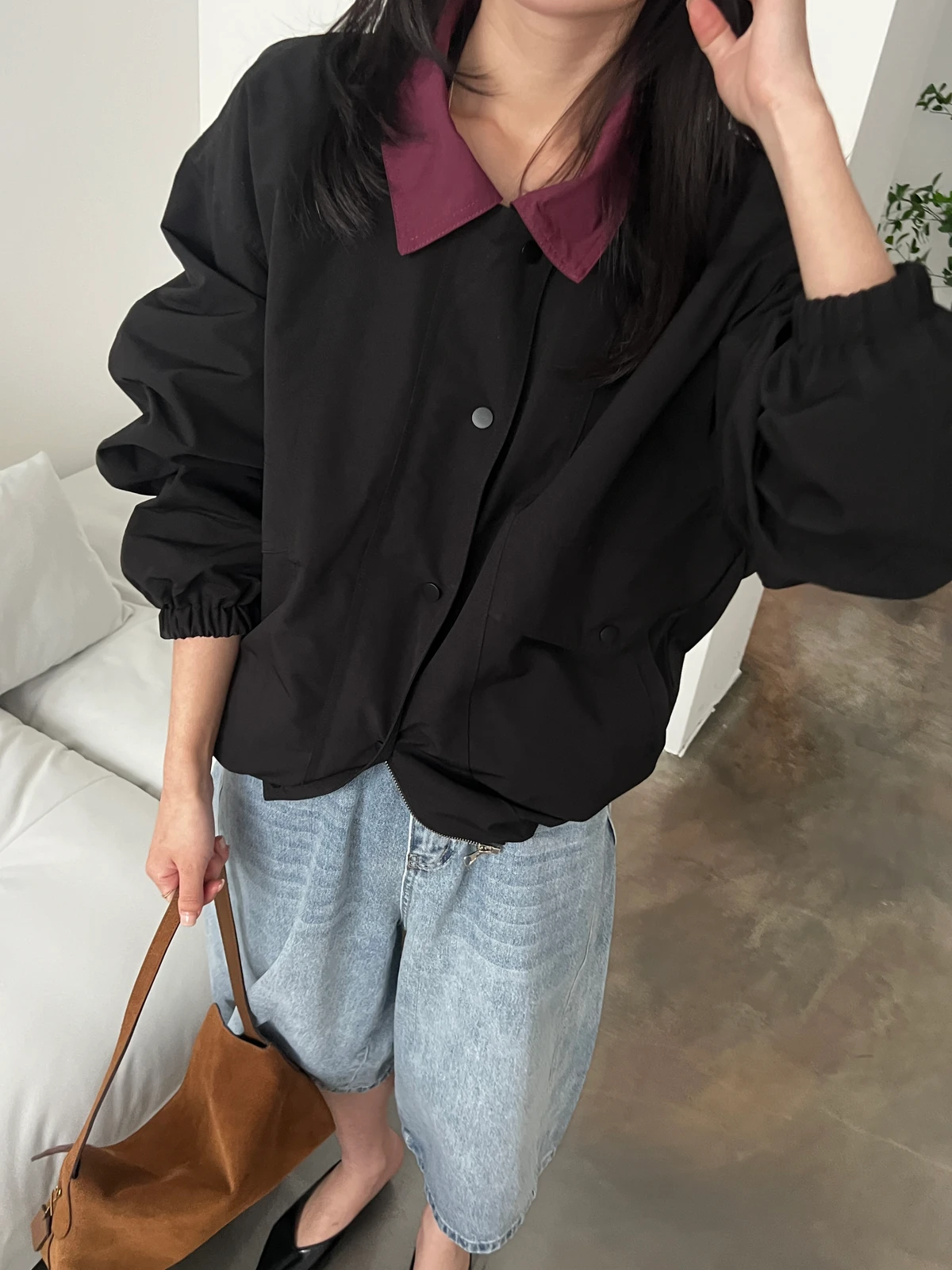배색 블루종 스트링 점퍼 상세 이미지 37