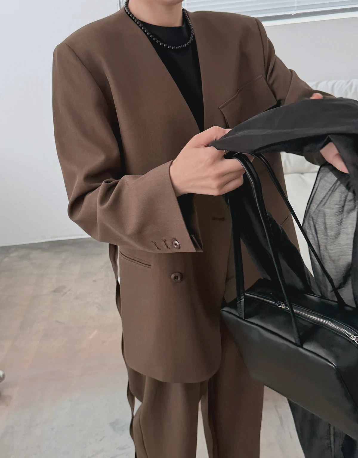 노카라 프리미엄 셋업 오버핏 자켓 상세 이미지 34