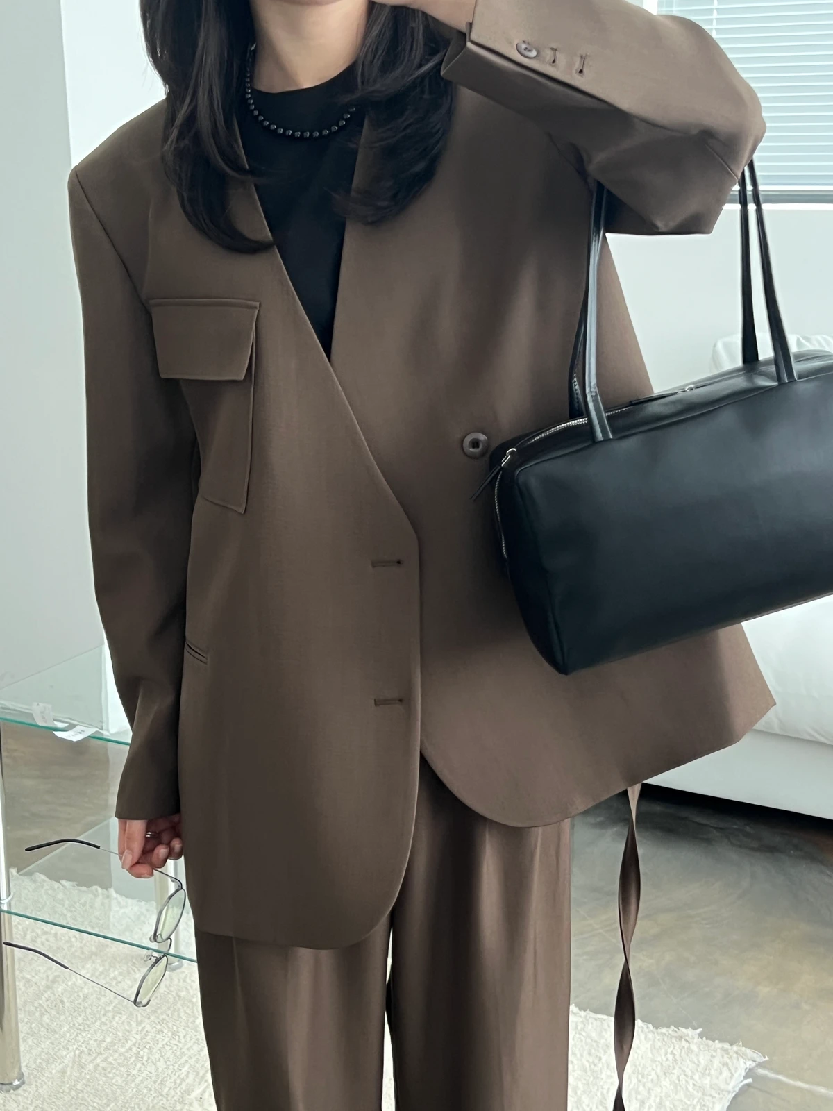 노카라 프리미엄 셋업 오버핏 자켓 상세 이미지 7