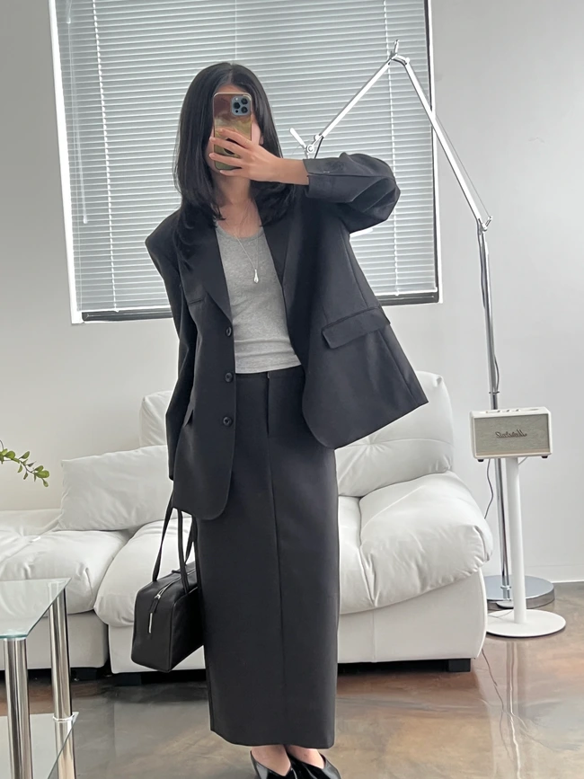 프리미엄 렌 루즈핏 셋업자켓