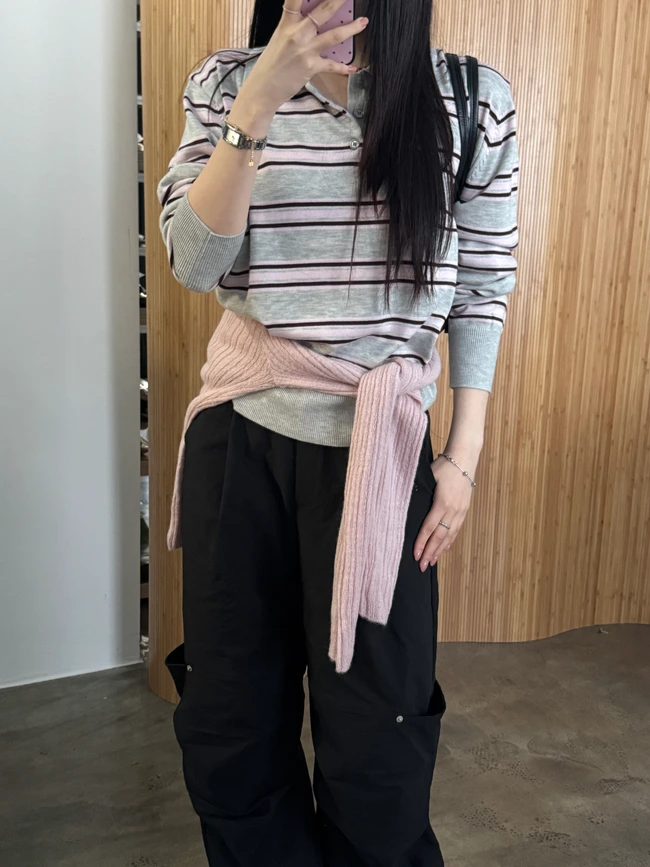 코지 단가라 카라 니트 