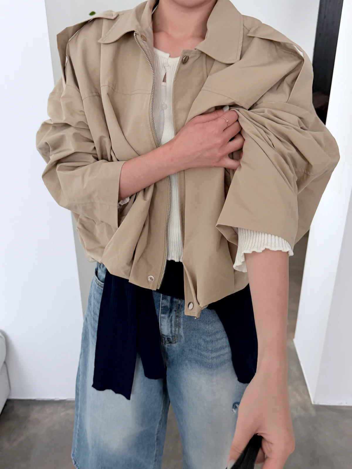 벌룬 크롭 블루종 점퍼 상세 이미지 7