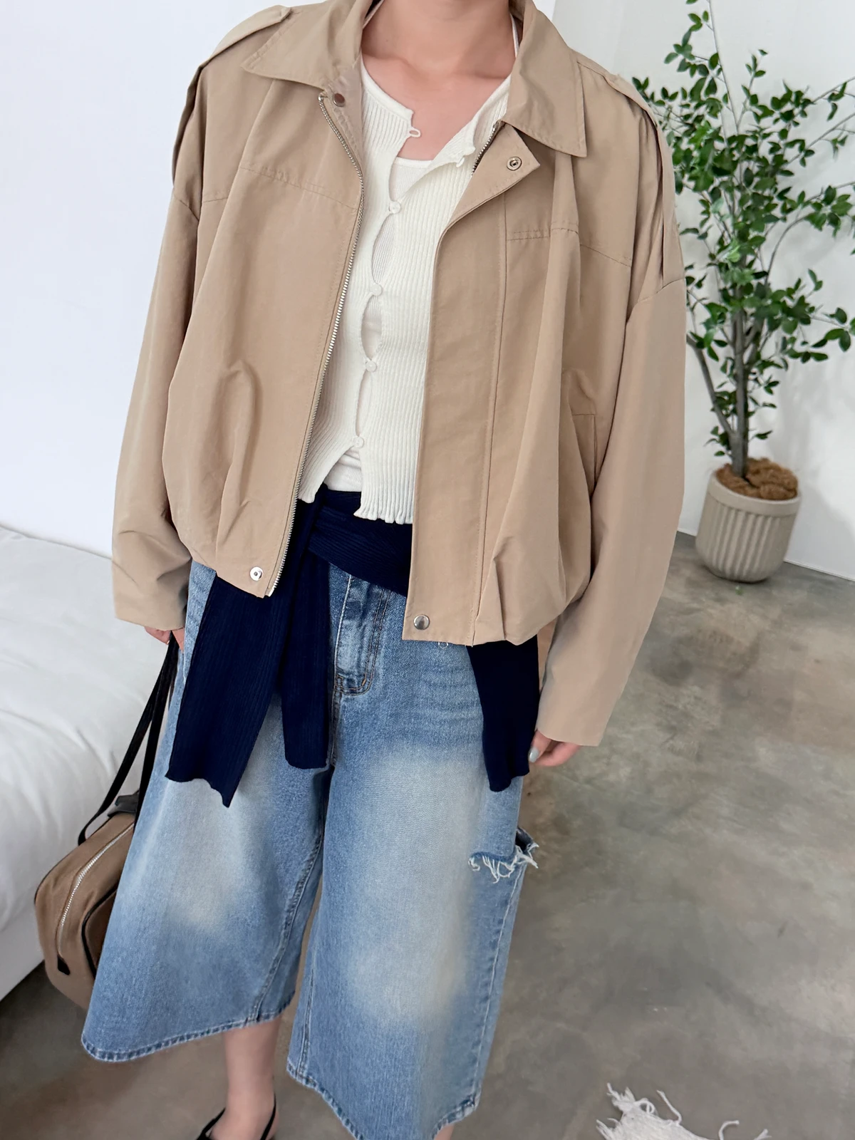 벌룬 크롭 블루종 점퍼 상세 이미지 15
