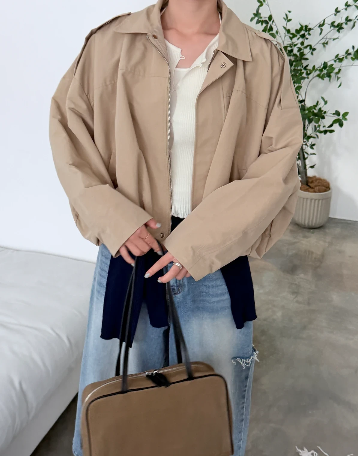 벌룬 크롭 블루종 점퍼 상세 이미지 13