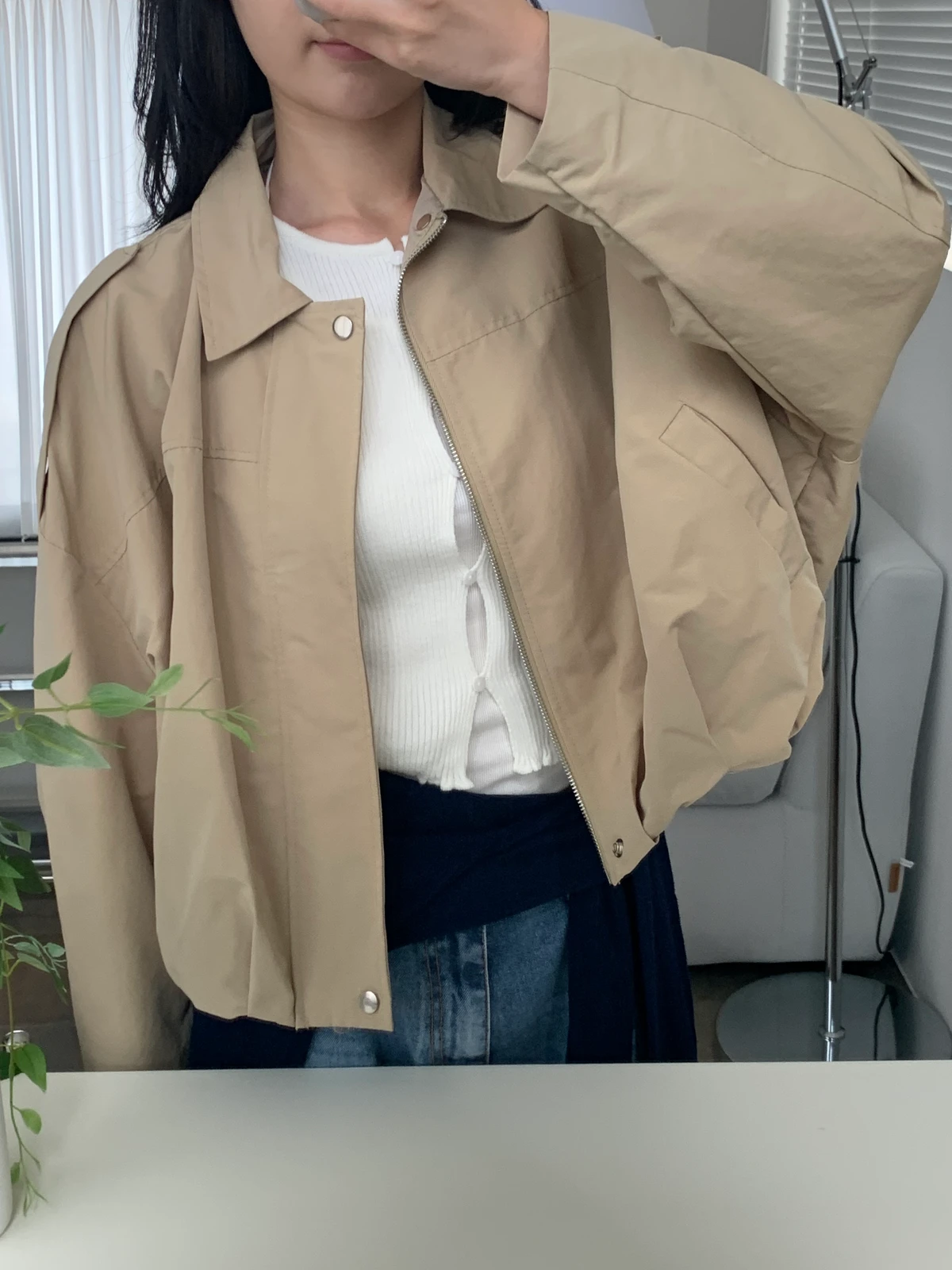 벌룬 크롭 블루종 점퍼 상세 이미지 4