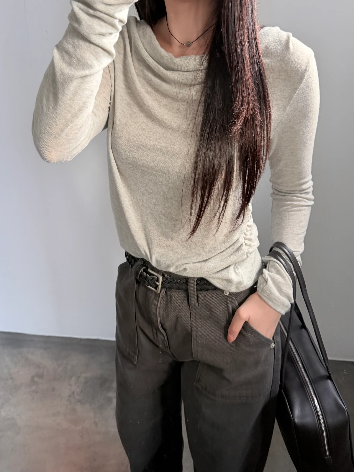 라네 드레이프 티셔츠 상세 이미지 2