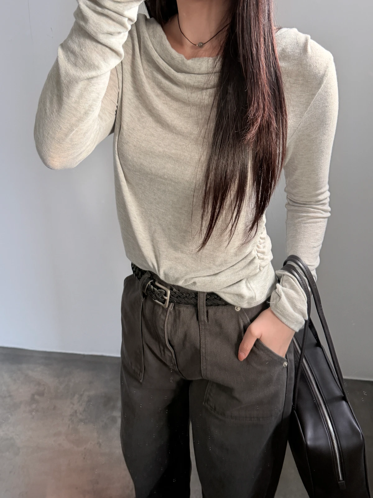 라네 드레이프 티셔츠 상세 이미지 3