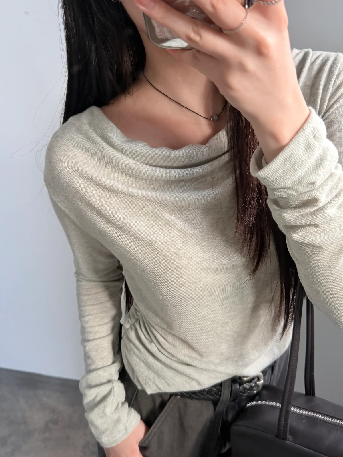 라네 드레이프 티셔츠 상세 이미지 5