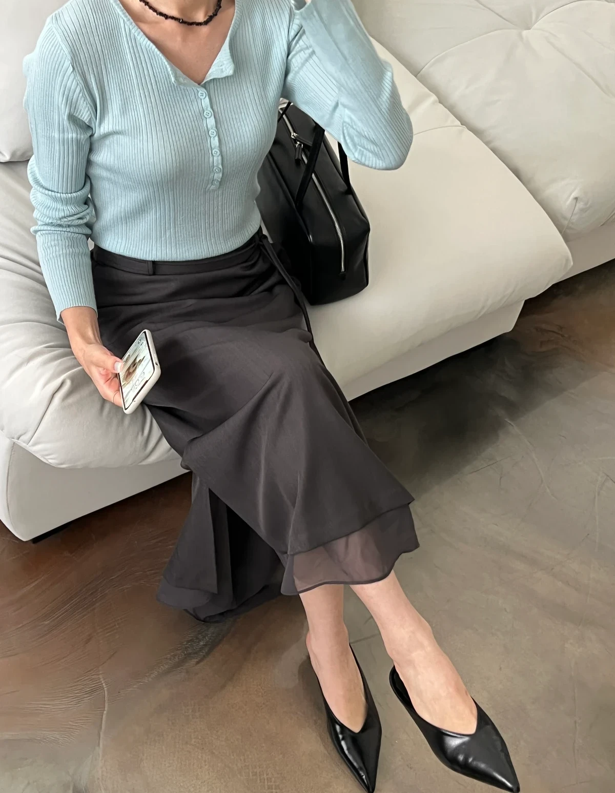 쉬폰 고퀄리티 리본 롱스커트 상세 이미지 30