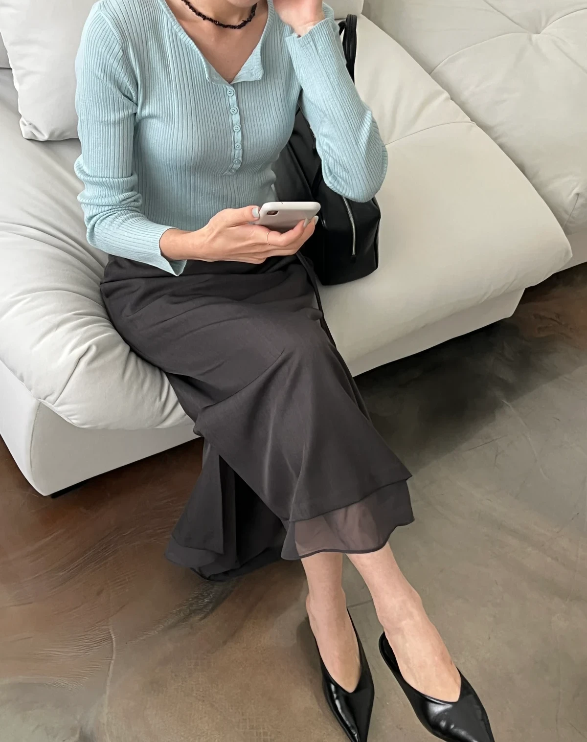 쉬폰 고퀄리티 리본 롱스커트 상세 이미지 34