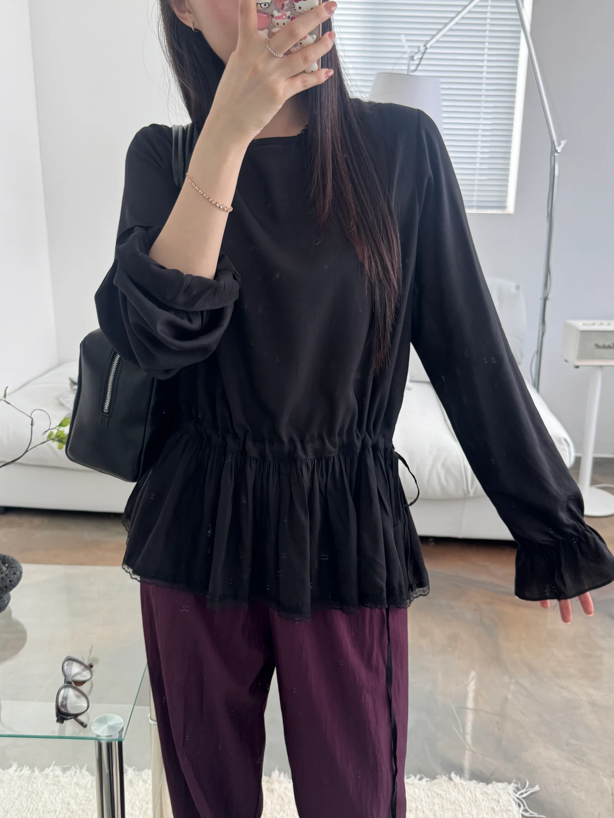 민 프릴 레이스 셔링블라우스 상세 이미지 27
