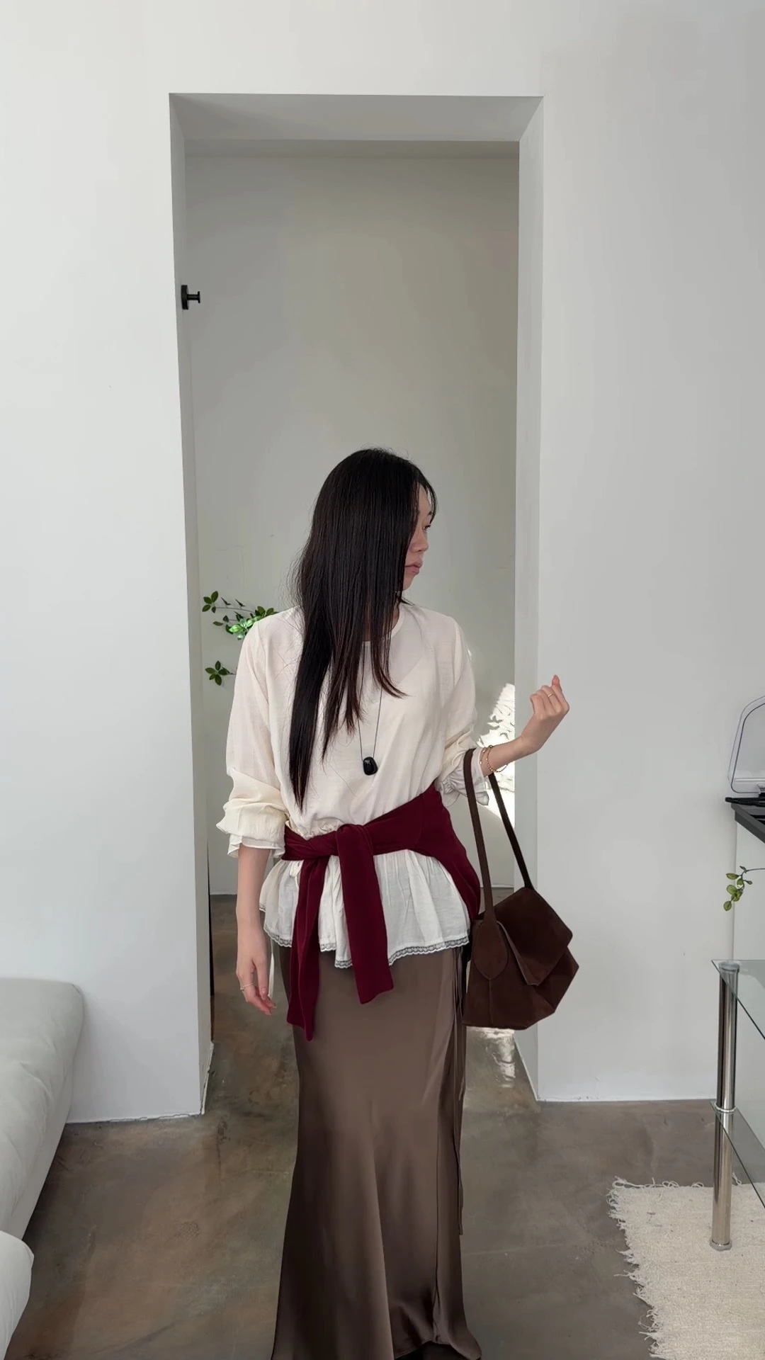 민 프릴 레이스 셔링블라우스 상세 이미지 5