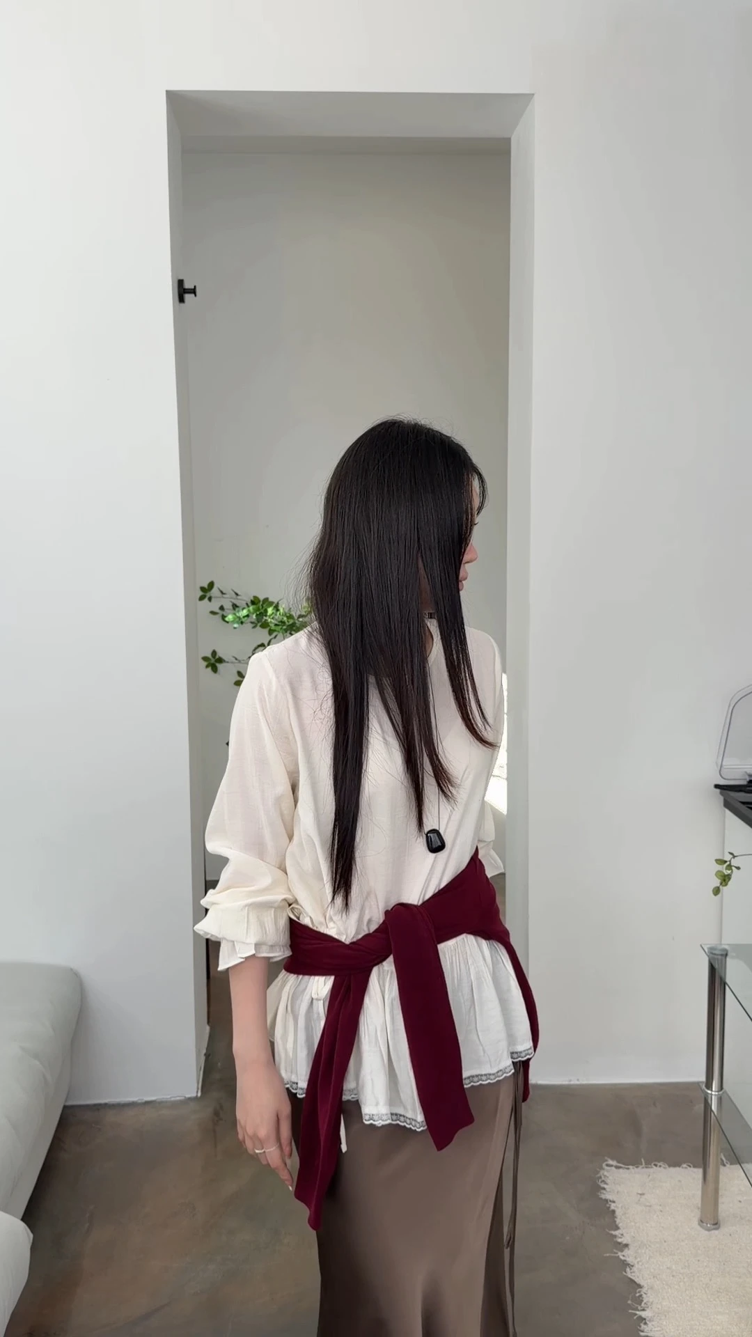 민 프릴 레이스 셔링블라우스 상세 이미지 7
