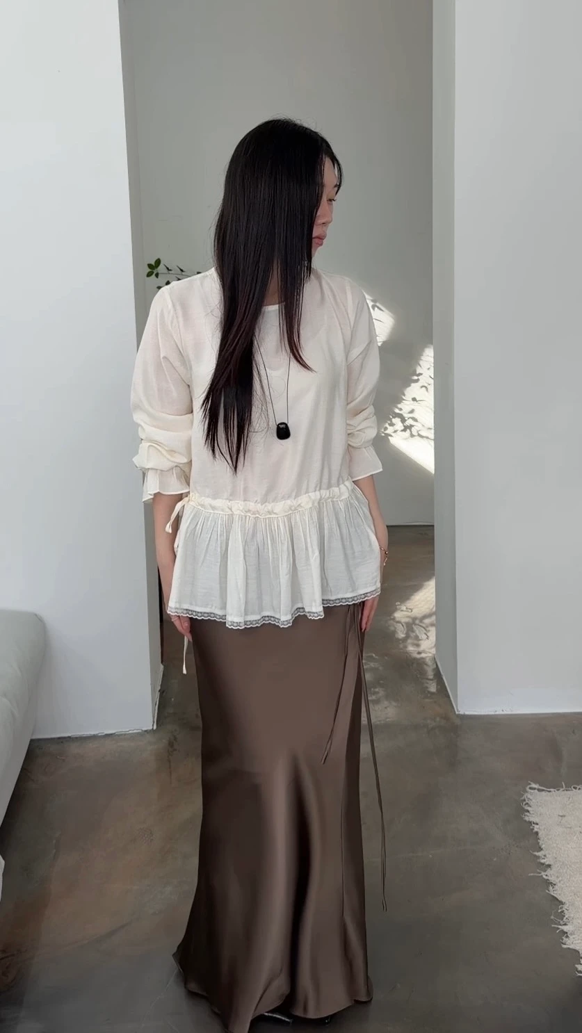 민 프릴 레이스 셔링블라우스 상세 이미지 20