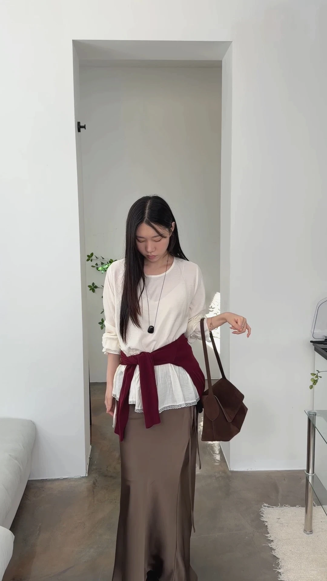 민 프릴 레이스 셔링블라우스 상세 이미지 6