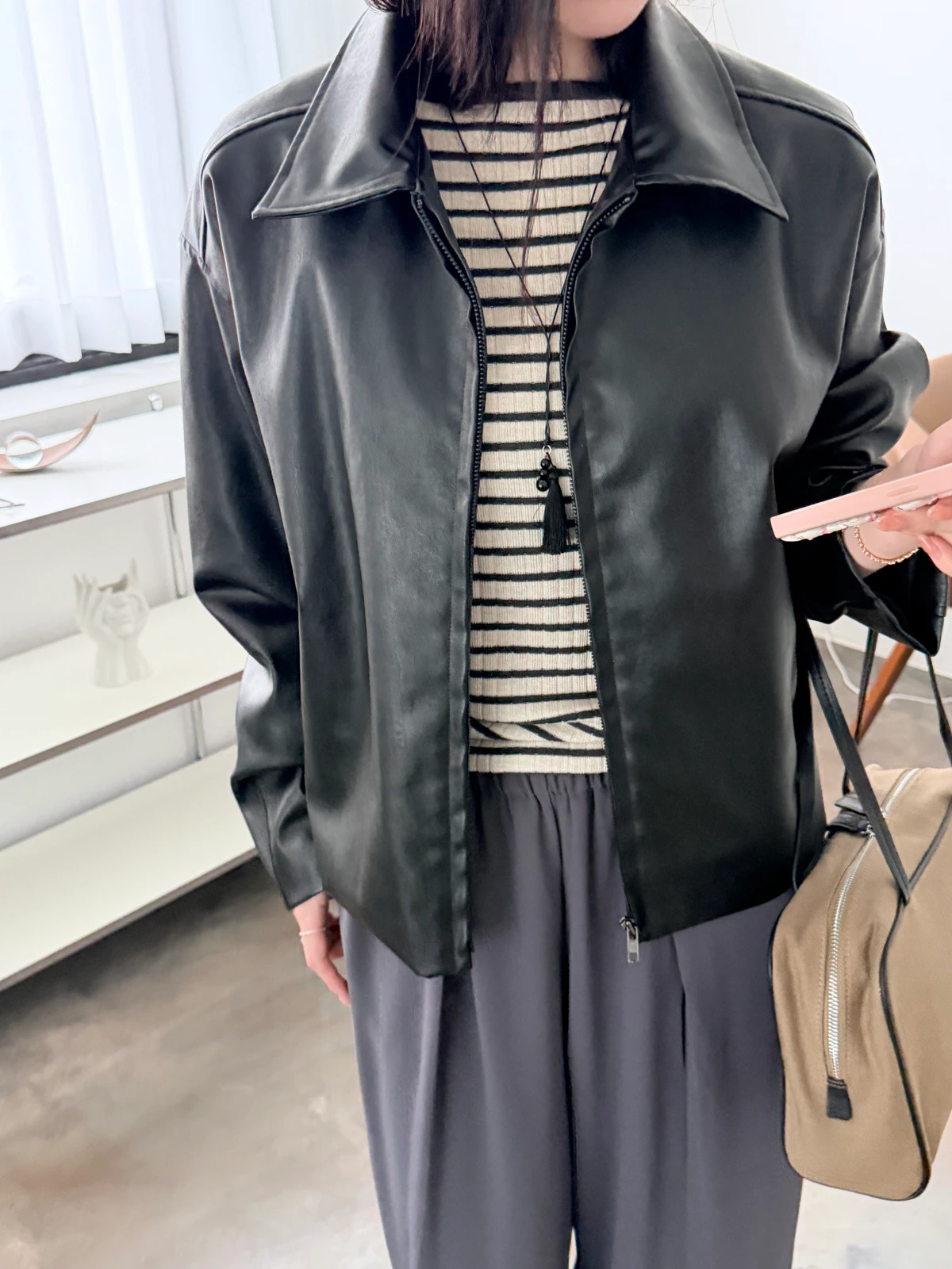 레더 심플 라이드자켓 상세 이미지 5