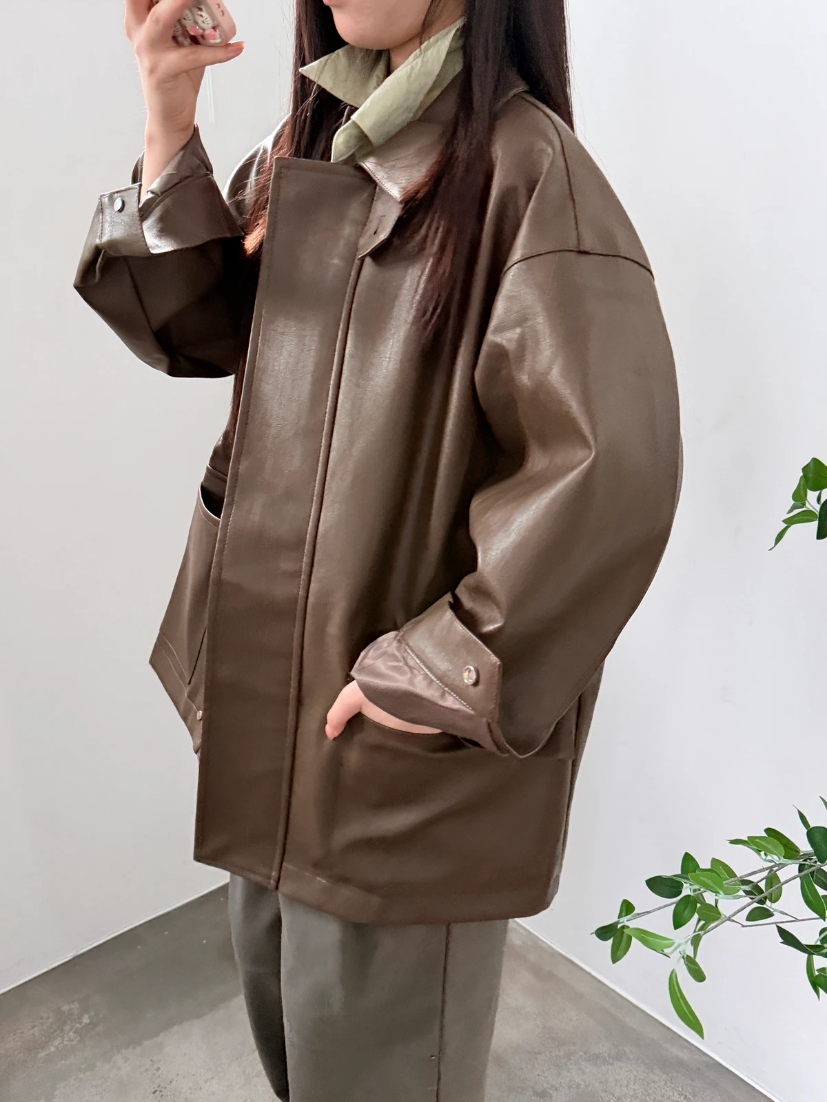 레오 오버핏 레더 자켓 상세 이미지 10