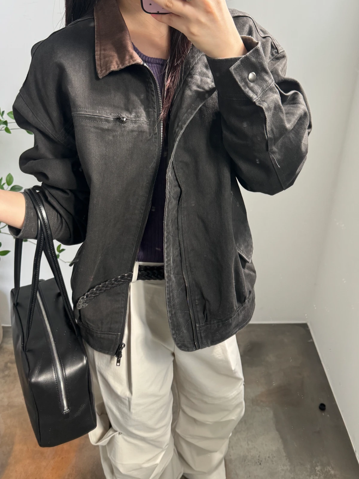 워싱 배색 워크자켓 상세 이미지 3