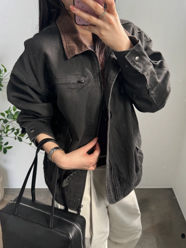 워싱 배색 워크자켓