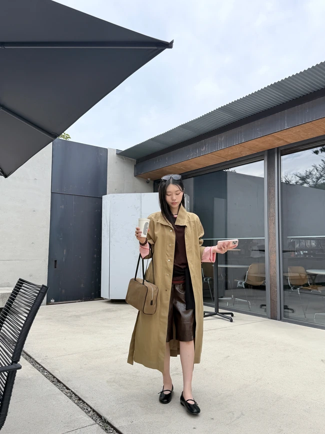 스냅 벨트 트렌치 롱코트 2
