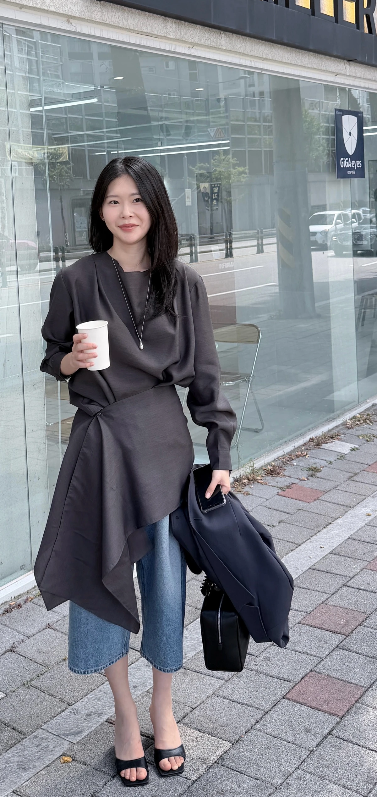 랩 텐셀 핀턱 블라우스 상세 이미지 1