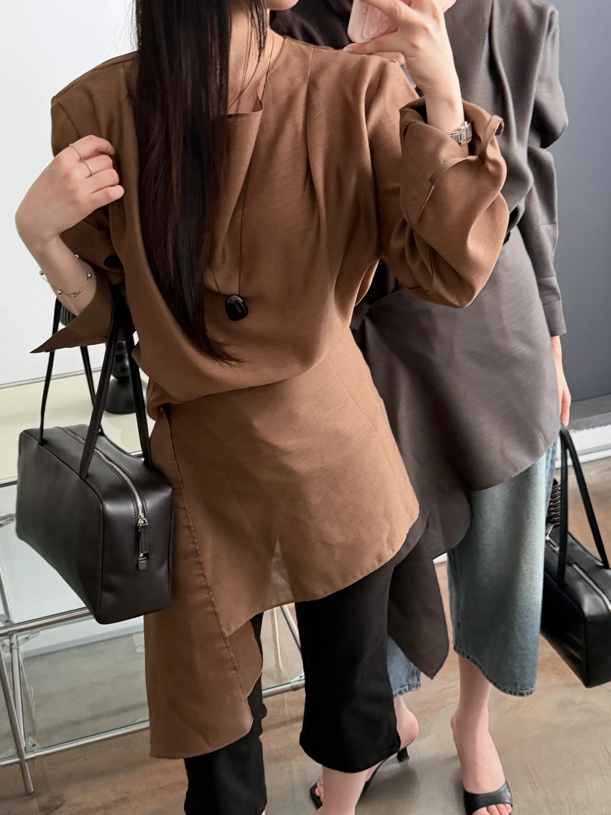 랩 텐셀 핀턱 블라우스 상세 이미지 10
