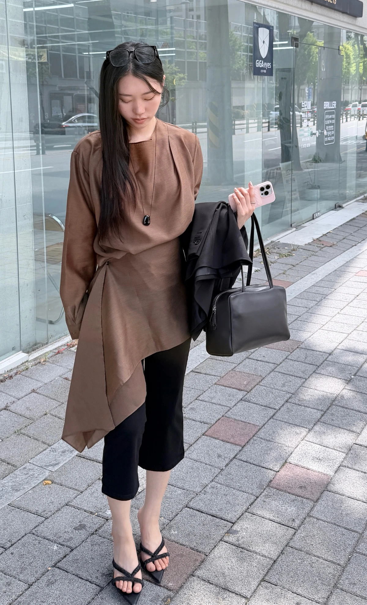 랩 텐셀 핀턱 블라우스 상세 이미지 4