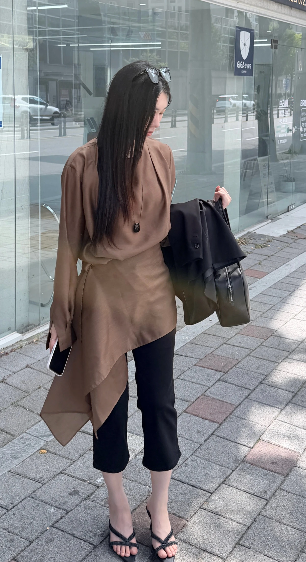 랩 텐셀 핀턱 블라우스 상세 이미지 5